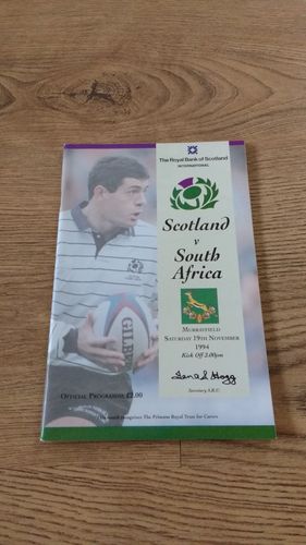 Scotland v South Africa 1994 Rugby Programme
