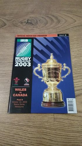 Wales v Canada 2003 Rugby World Cup Programme