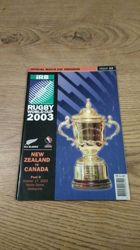 New Zealand v Canada 2003 Rugby World Cup Programme