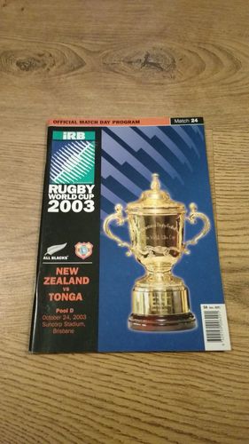 New Zealand v Tonga 2003 Rugby World Cup Programme