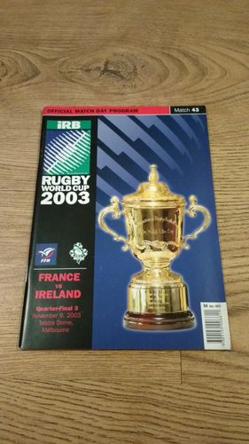 France v Ireland Rugby World Cup Quarter Final 2003 Programme