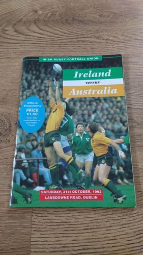 Ireland v Australia 1992 Rugby Programme