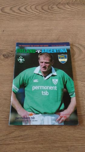 Ireland v Argentina 2002 Rugby Programme