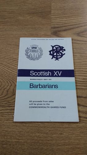 Scottish XV v Barbarians 1970 Rugby Programme