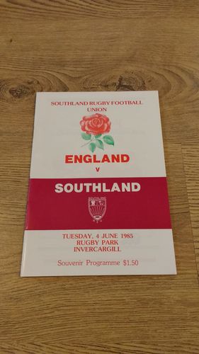 Southland v England 1985 Rugby Tour Programme