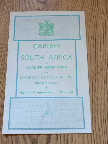 Cardiff v South Africa 1960 Rugby Tour Programme