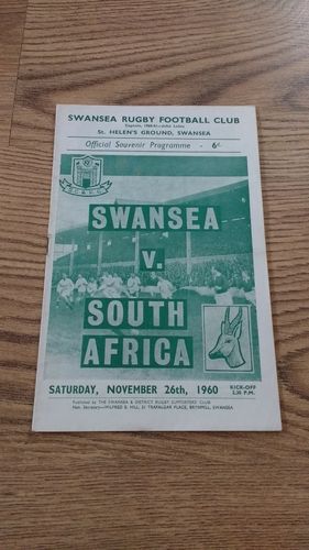 Swansea v South Africa 1960 Tour Rugby Programme