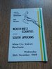 North West Counties v South Africa 1969 Rugby Programme