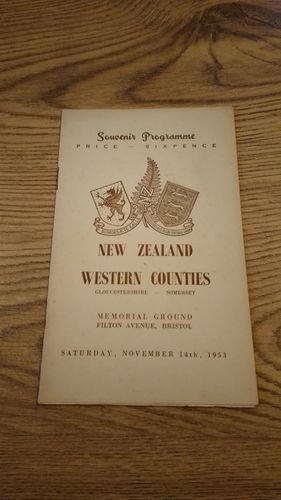 Western Counties v New Zealand 1953 Rugby Programme