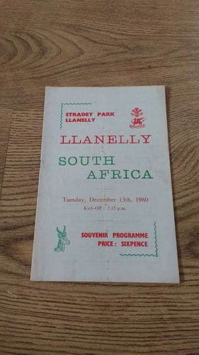 Llanelli v South Africa 1960 Rugby Tour Programme