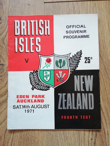 New Zealand v British Lions 4th Test 1971 Tour Rugby Programme