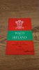 Wales v Ireland 1963 Rugby Programme