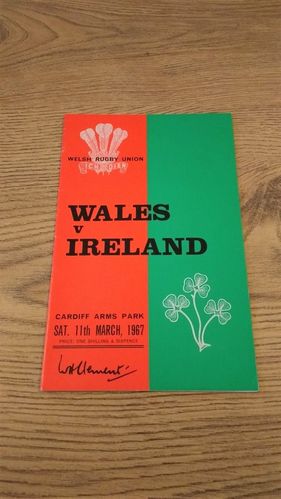 Wales v Ireland 1967 Rugby Programme