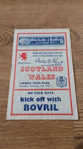 Wales v Scotland 1948 Rugby Programme
