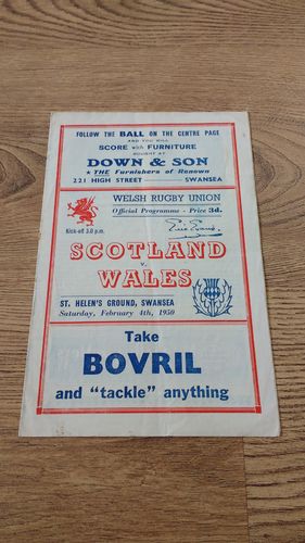 Wales v Scotland 1950 Rugby Programme