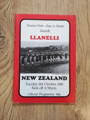 Llanelli v New Zealand 1980 Rugby Programme