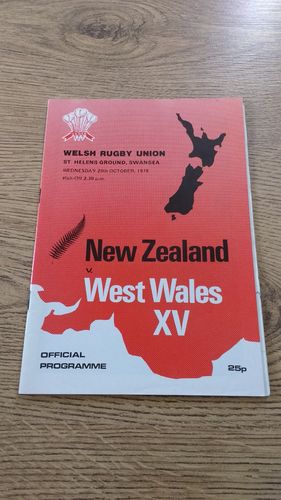 West Wales XV v New Zealand 1978 Rugby Programme (with autograph sheet)
