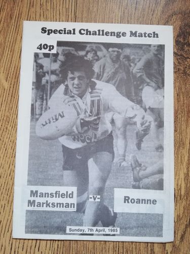 Mansfield Marksman v Roanne Apr 1985 Rugby League Programme