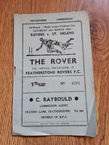 Featherstone v St Helens Mar 1959 Challenge Cup Rugby League Programme
