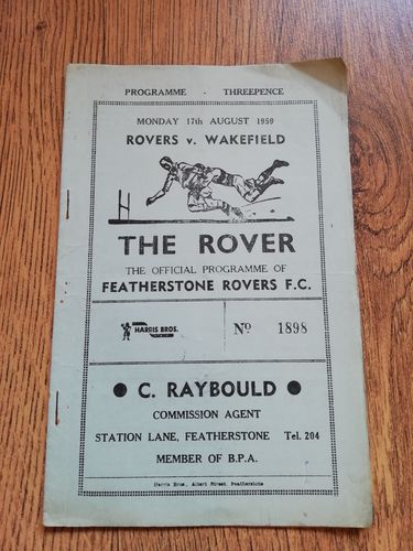 Featherstone v Wakefield 1959 Rugby League Programme