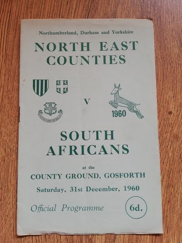 North East Counties v South Africa 1960 Tour Rugby Programme