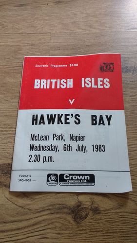 Hawkes Bay v British Lions 1983 Tour Rugby Programme