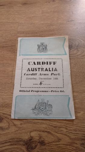 Cardiff v Australia 1957 Rugby Programme