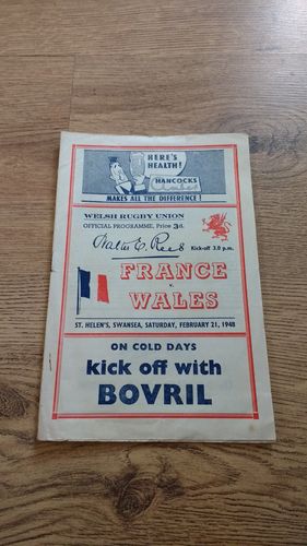 Wales v France 1948 Rugby Programme