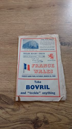 Wales v France 1950 Rugby Programme