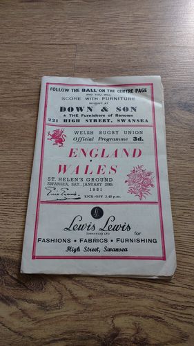 Wales v England 1951 Rugby Programme