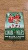 Canada v Wales 2005 Rugby Programme