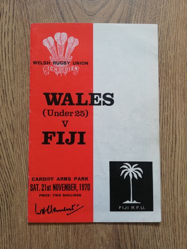 Wales U25 v Fiji 1970 Rugby Programme