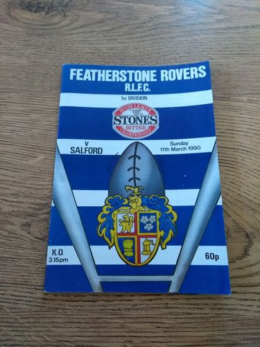 Featherstone v Salford Mar 1990 Rugby League Programme