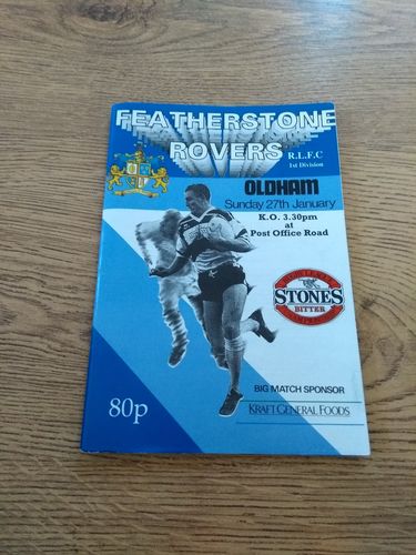 Featherstone v Oldham Jan 1991 Rugby League Programme