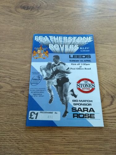 Featherstone v Leeds Apr 1991 Rugby League Programme