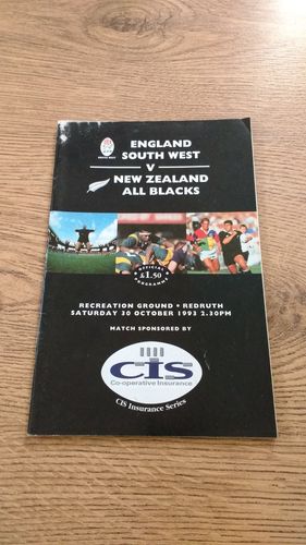 South West v New Zealand 1993 Rugby Programme