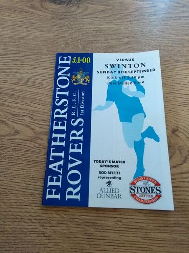 Featherstone v Swinton Sept 1991 Rugby League Programme