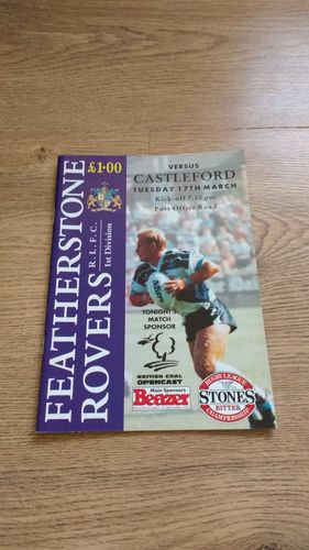 Featherstone v Castleford Mar 1992 Rugby League Programme