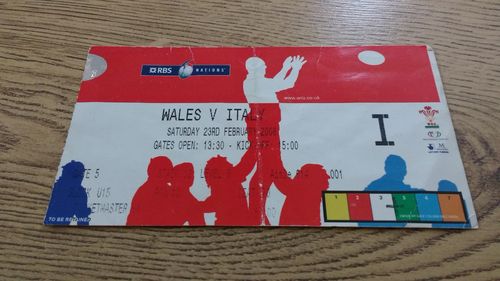 Wales v Italy 2008 Rugby Ticket
