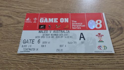 Wales v Australia 2008 Rugby Ticket