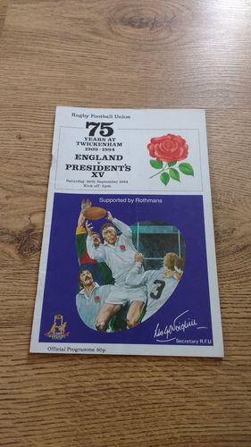 England v President's XV 1984 Rugby Programme