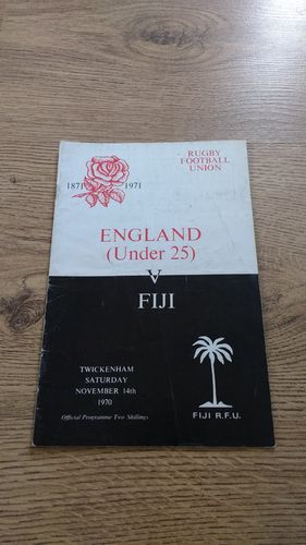 England U25 v Fiji 1970 Rugby Programme
