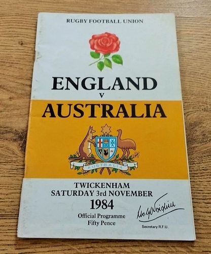 England v Australia 1984 Rugby Programme