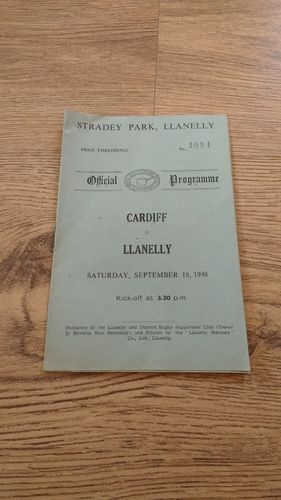 Llanelli v Cardiff 1948 Rugby Programme