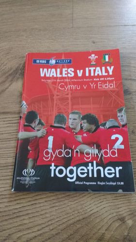 Wales v Italy 2004 Rugby Programme