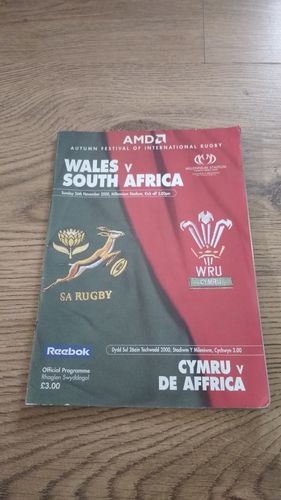 Wales v South Africa 2000 Rugby Programme