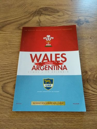 Wales v Argentina 2011 Rugby World Cup Warm Up Programme