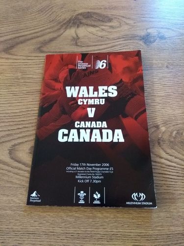 Wales v Canada 2006 Rugby Programme
