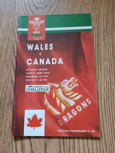Wales v Canada 1993 Rugby Programme