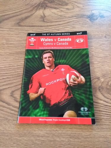 Wales v Canada 2002 Rugby Programme